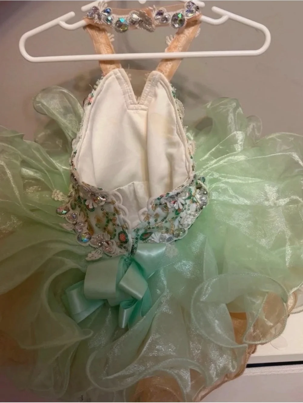 Embellished Pale Green Tulle Flower Girl Dress